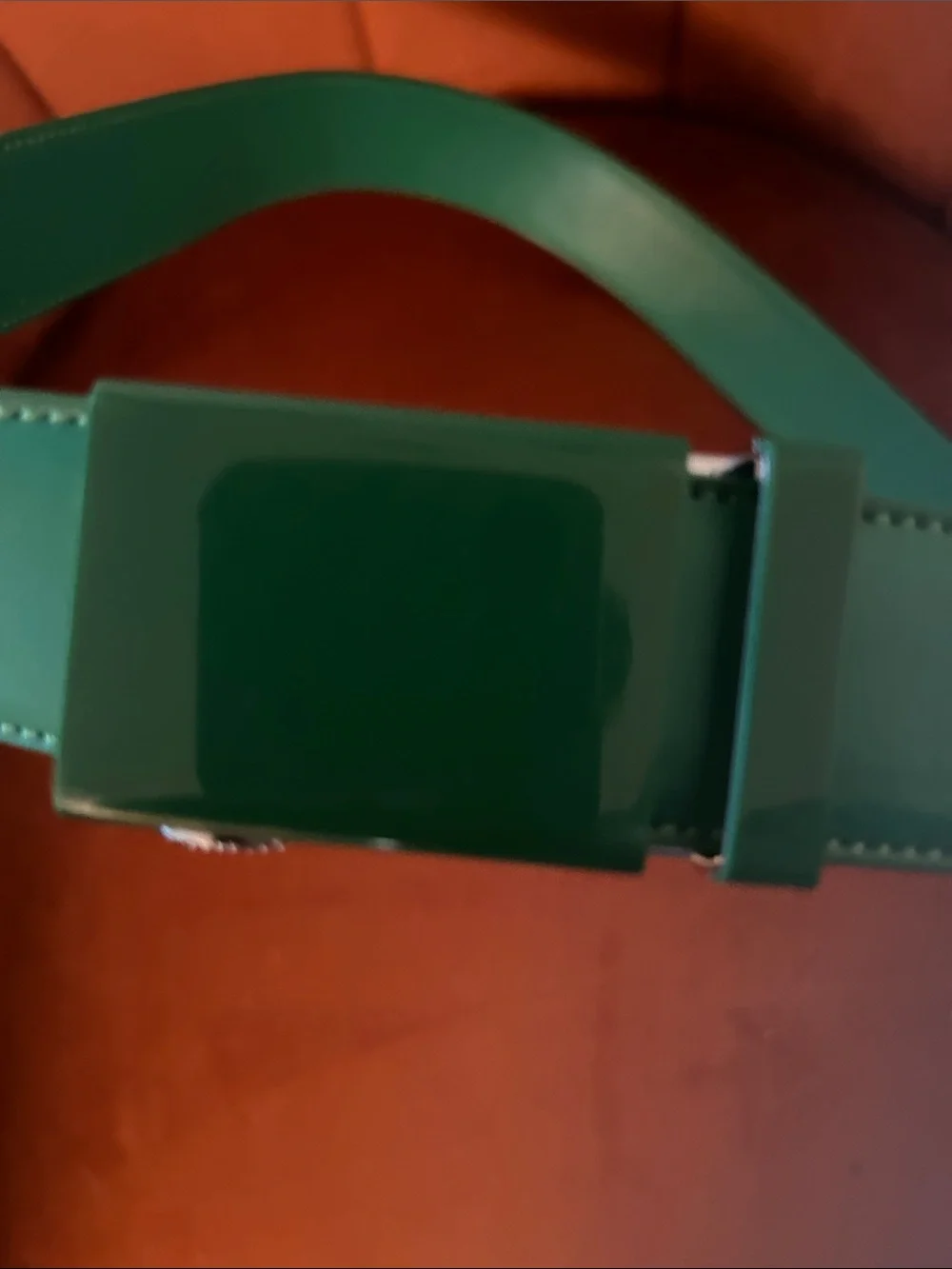Green Leather Dress Belt with Matching Buckle